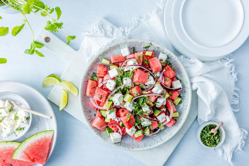 Vannmelon- og fetaostsalat