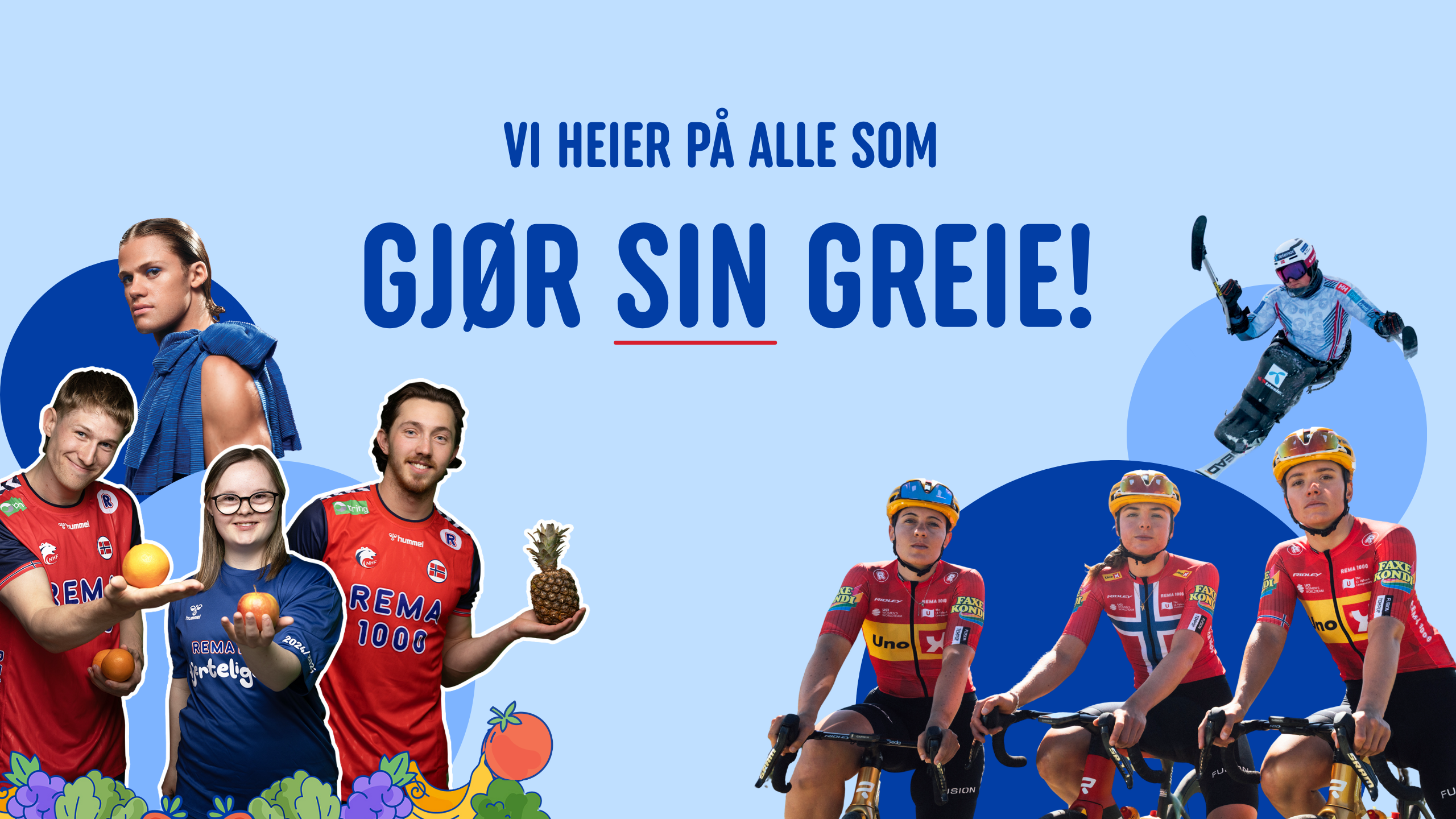 Spons banner med sponsorater om teksten Vi heier på alle som gjør sin greie