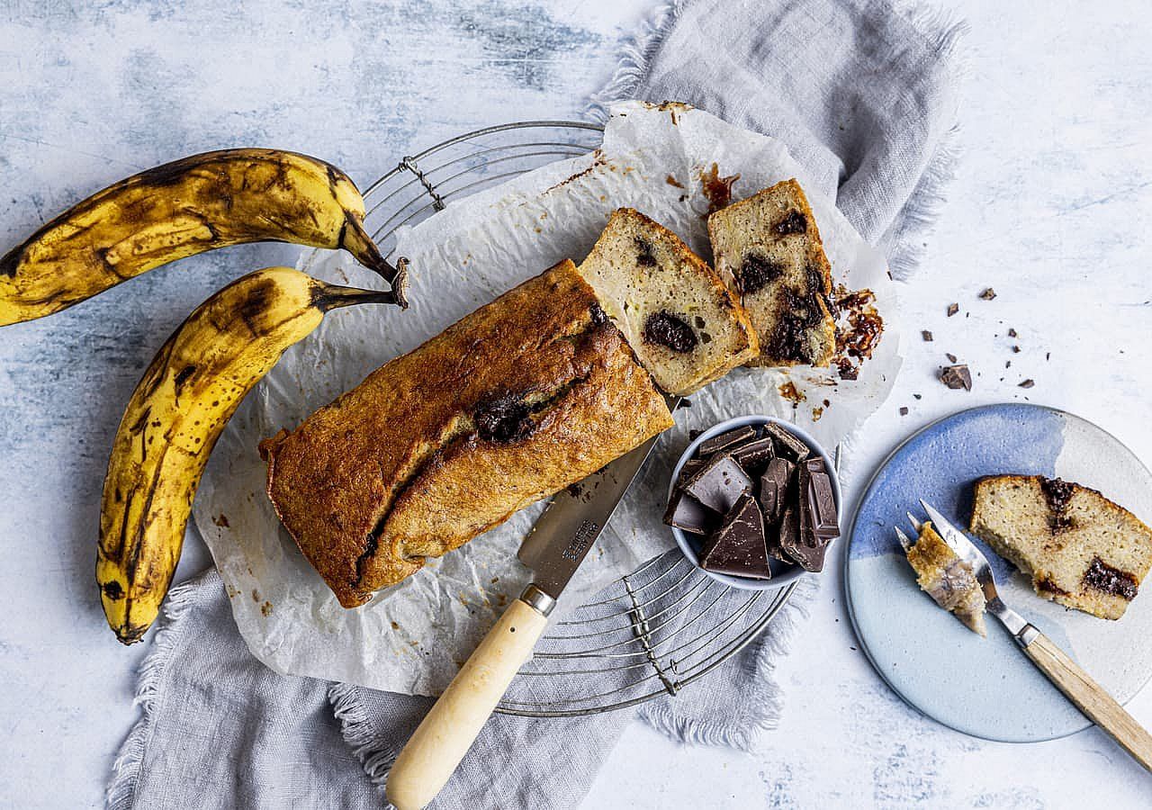 Bilde av bananbrød med sjokoladebiter