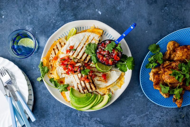 Quesadilla med grillet kyllinglår